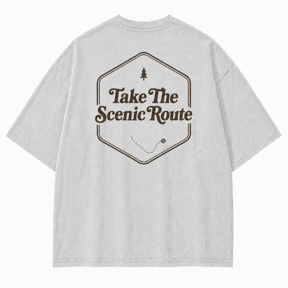 Take The Scenic Route Tee – Minimalist Adventure Graphic