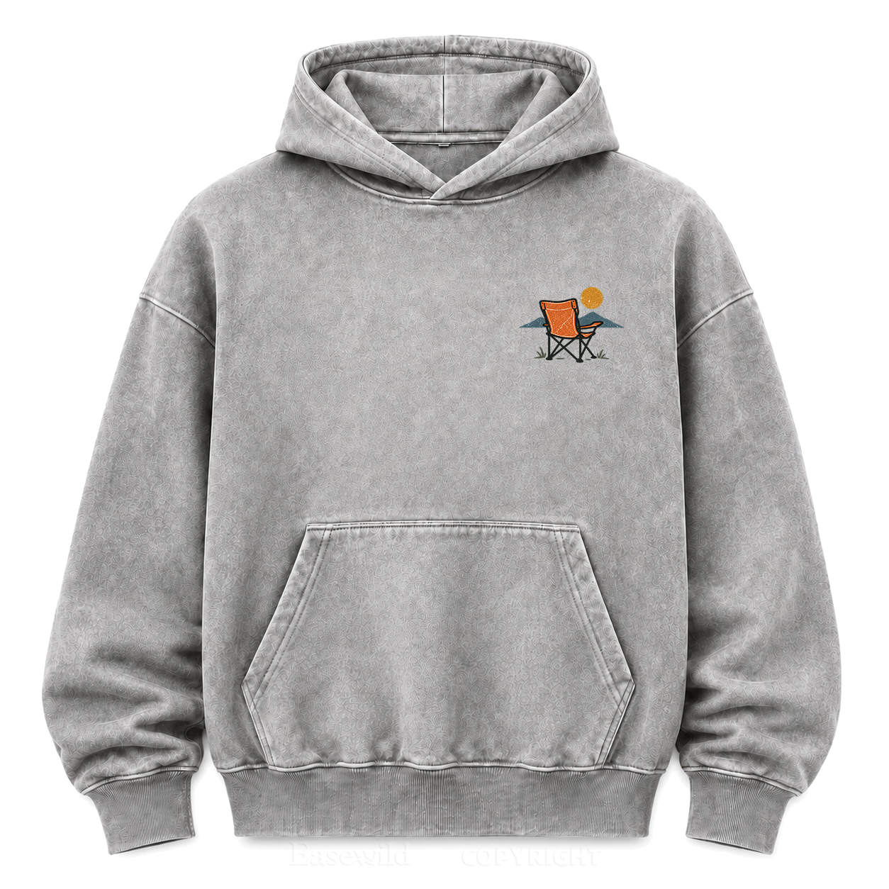 Vintage Camping Sunset Back Print Washed Graphic Hoodie