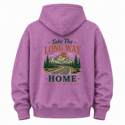 Take The Long Way Home Graphic Washed Hoodie