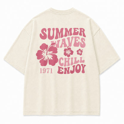 Summer Waves Chill Enjoy Washed Tee