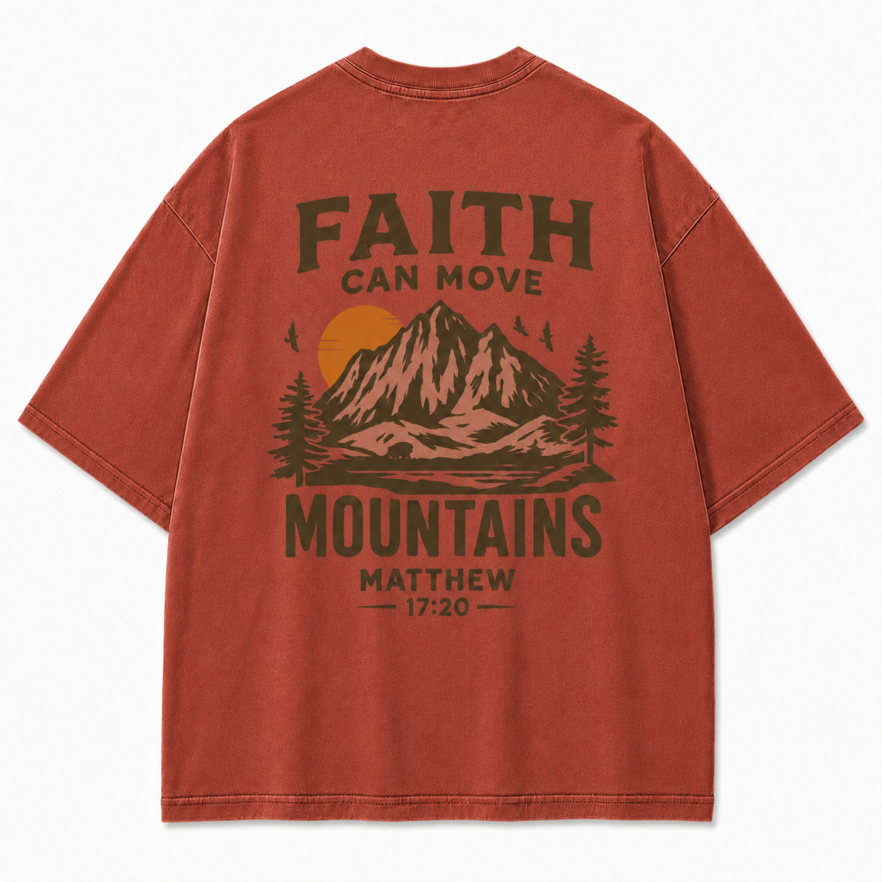 Faith Can Move Mountains Washed Back Print Tee