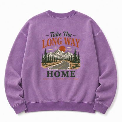 Take The Long Way Home Washed Graphic Sweatshirt