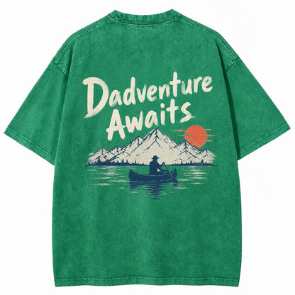 Dadventure Awaits Canoe Washed T-Shirt