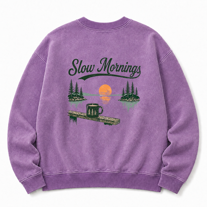Slow Mornings Washed Graphic Sweatshirt