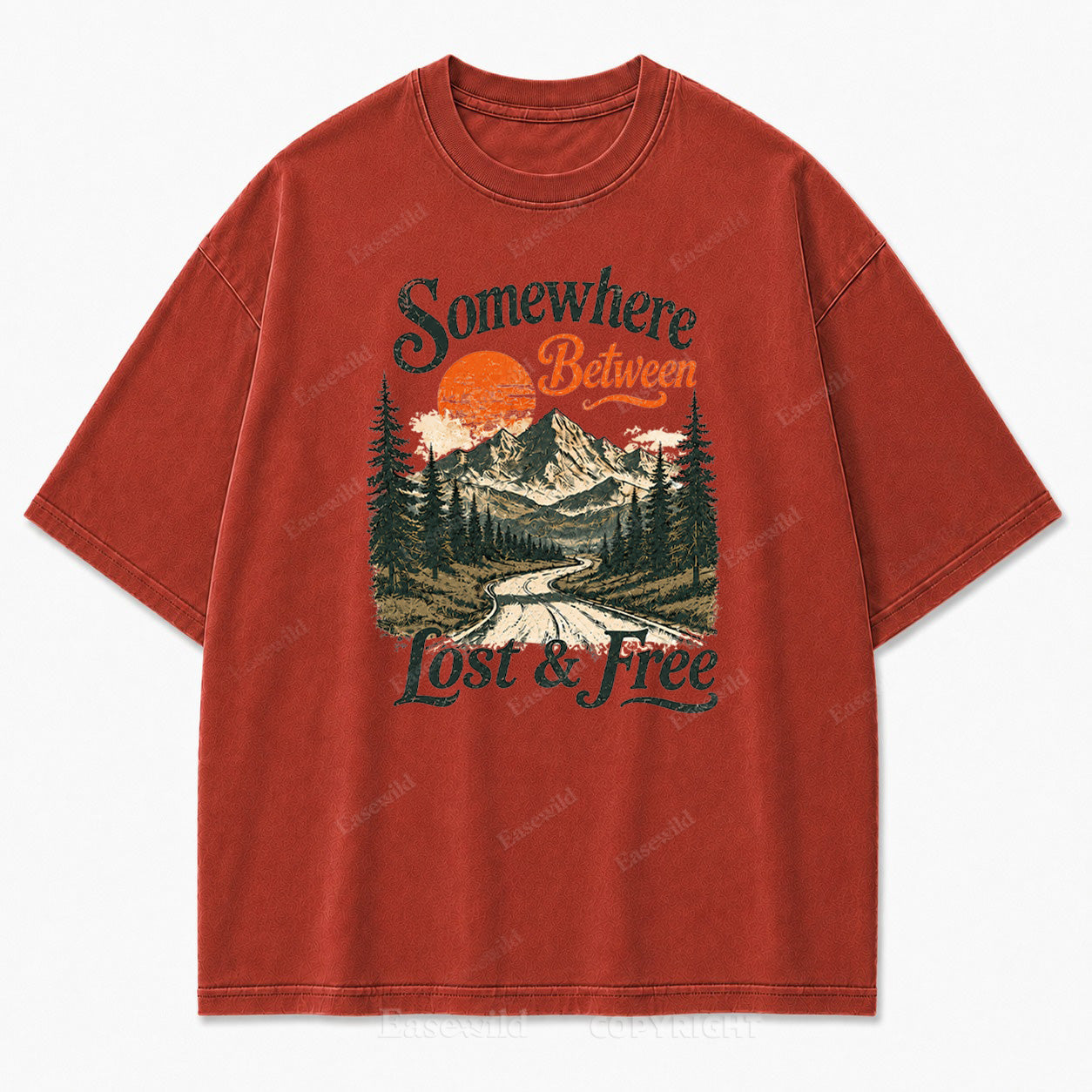 Somewhere Between Lost and Free Washed Print Tee
