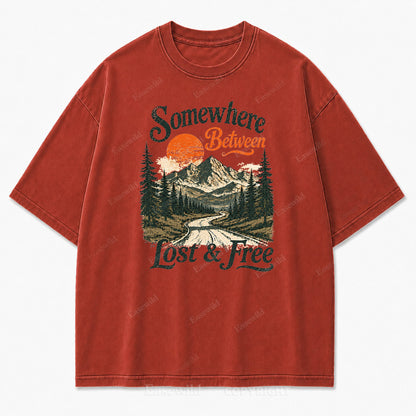 Somewhere Between Lost and Free Washed Print Tee