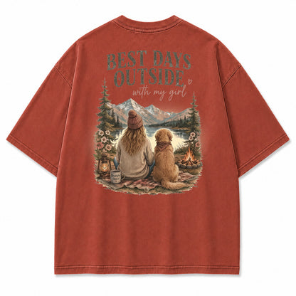 Alpine Lake Dog Campfire Graphic T-Shirt