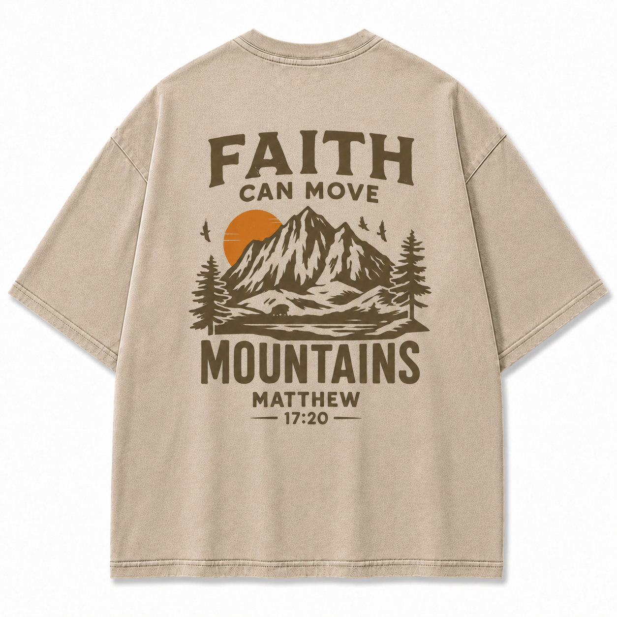 Faith Can Move Mountains Washed Back Print Tee