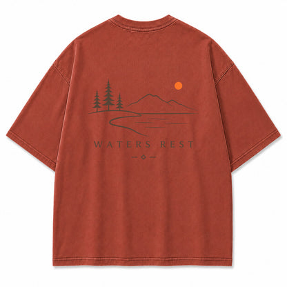 Waters Rest Mountain Lake Graphic T-Shirt