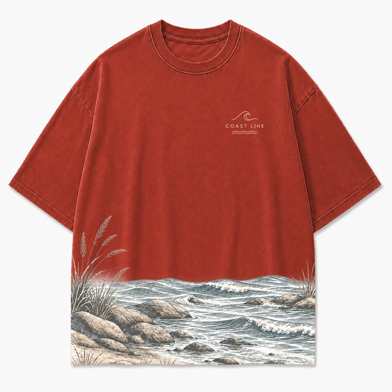 Coast Line Ocean Landscape Scenic Hem Tee