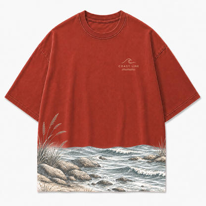 Coast Line Ocean Landscape Graphic T-Shirt
