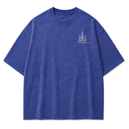 T-Shirt mit gewaschenem Druckmotiv „Ruhiger Alpensee“