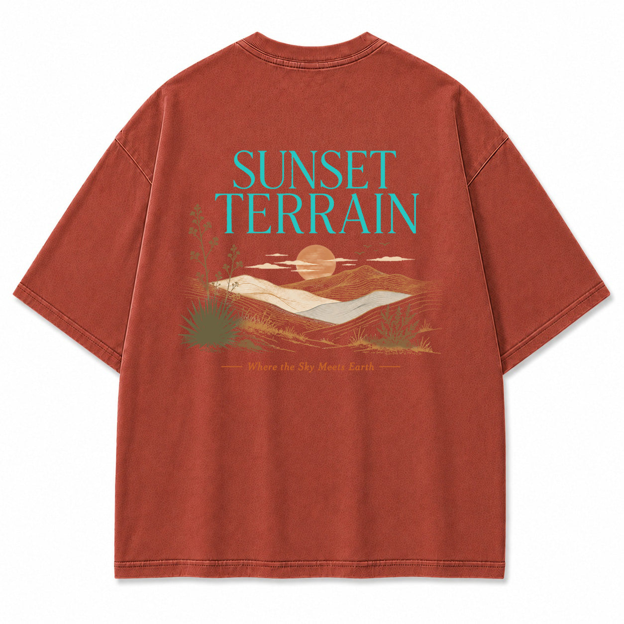 Sunset Terrain Desert Landscape Graphic T-Shirt