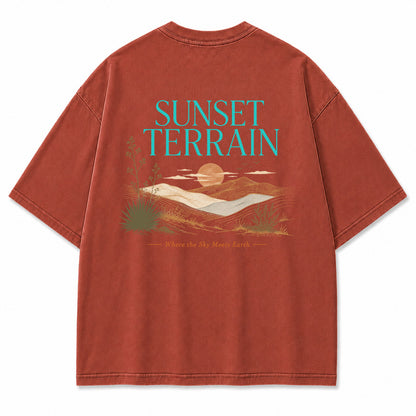 Sunset Terrain Desert Landscape Graphic T-Shirt