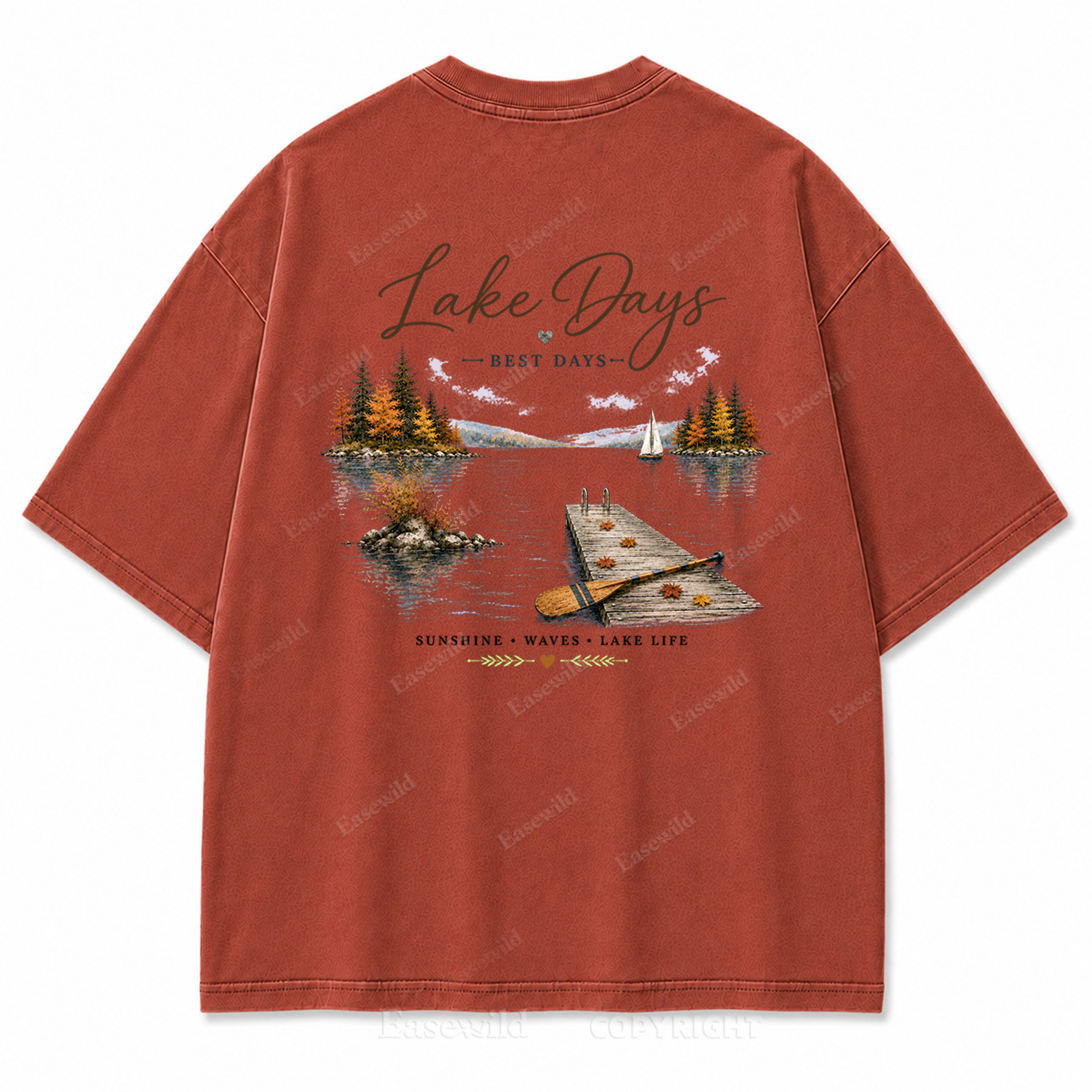 Lake Days Best Days Vintage Lake Washed Back Print Tee
