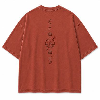 Celestial Balance Mountain Moon Graphic T-Shirt