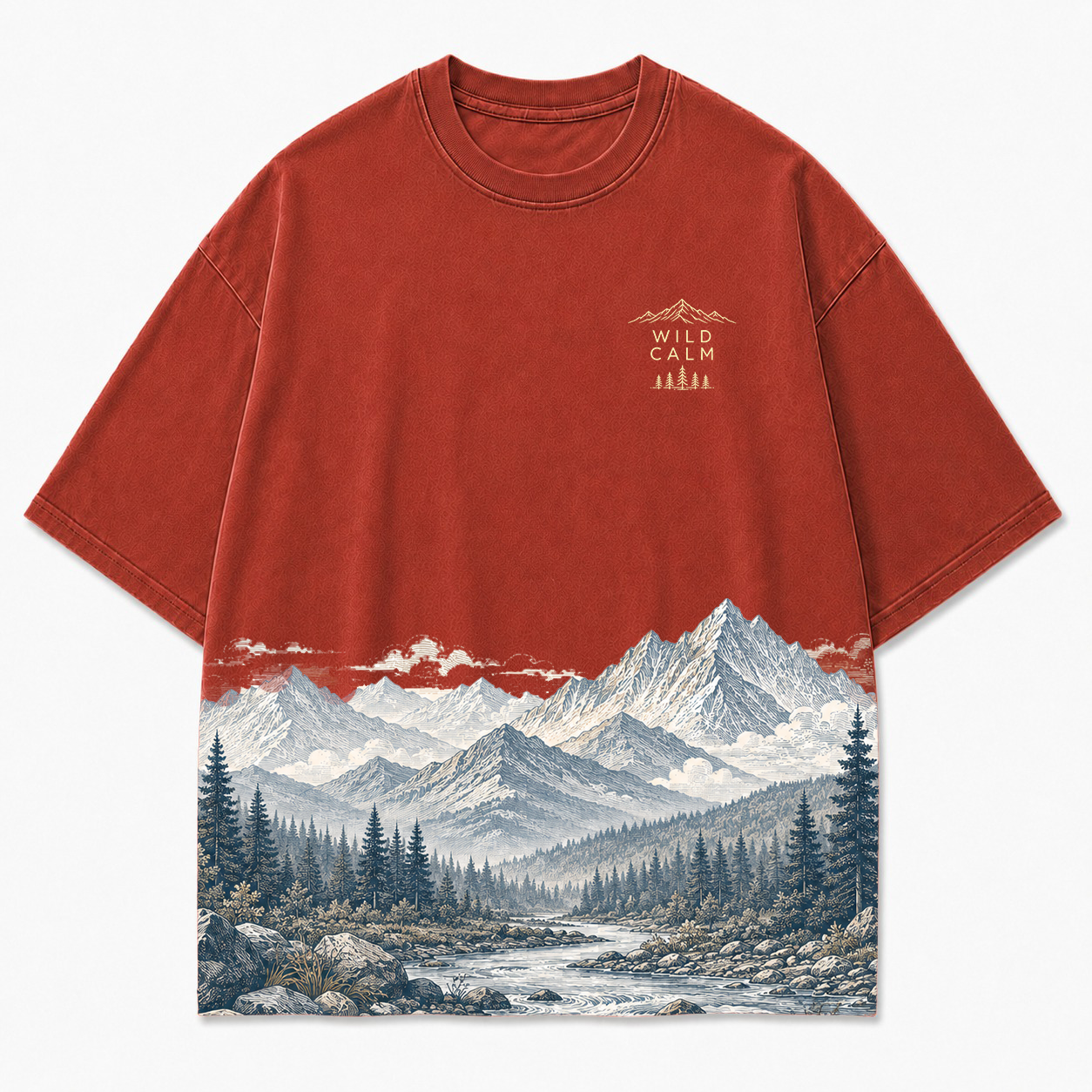 Wild Calm Mountain Landscape Scenic Hem Tee