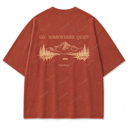 Go Somewhere Quiet Washed Back Print Tee
