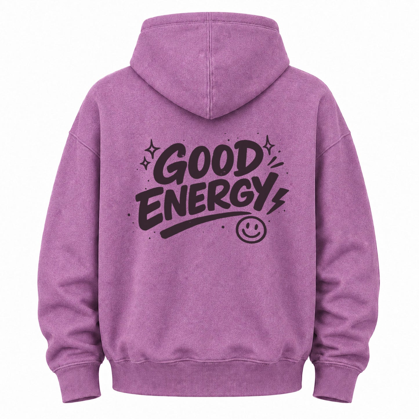 Good Energy Smile Graphic Washed Hoodie