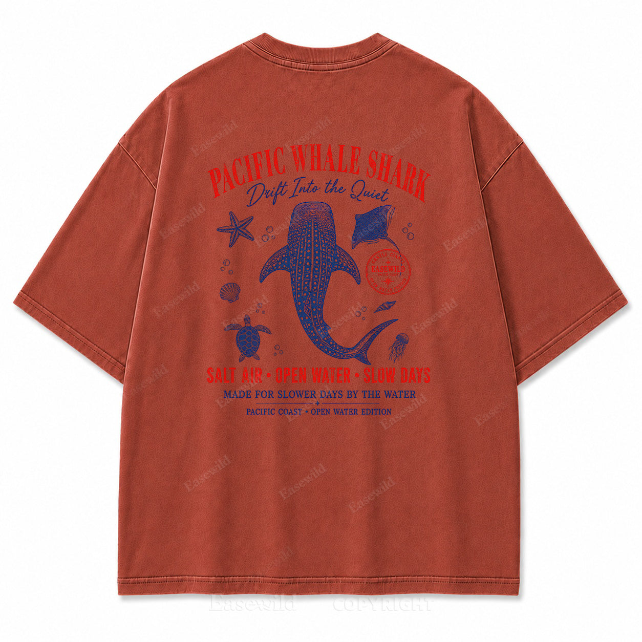 Pacific Whale Shark Washed Back Print Tee