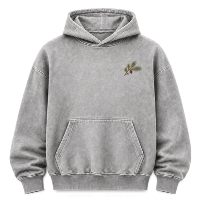 Meet Me Where the Pines Whisper Vintage Woodland Washed Graphic Hoodie