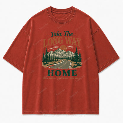 Take the Long Way Home Washed Print Tee