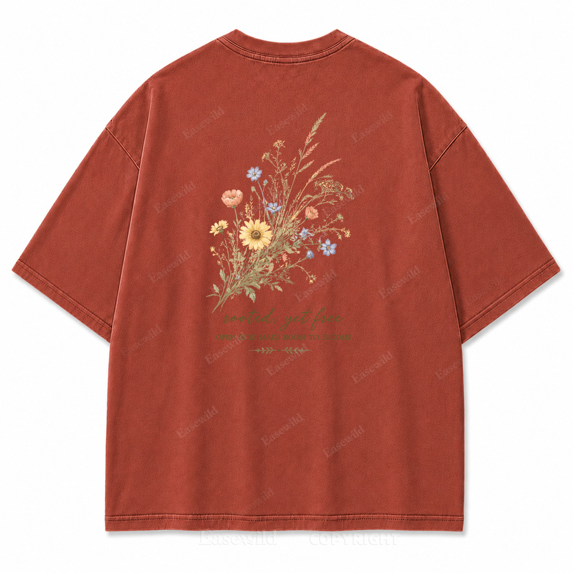 Rooted Yet Free Washed Back Print Tee