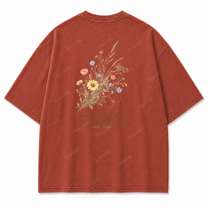 Rooted Yet Free Washed Back Print Tee