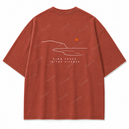 Find Peace in the Silence Washed Back Print Tee