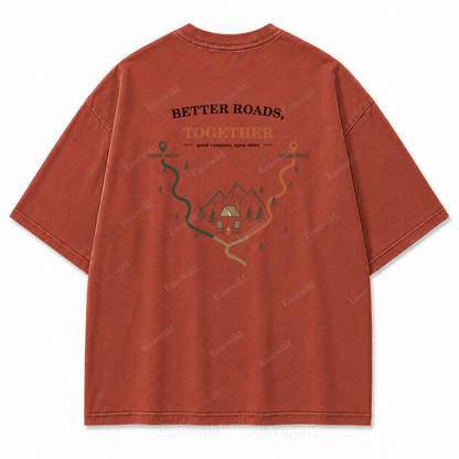 Better Roads Together Washed Back Print Tee