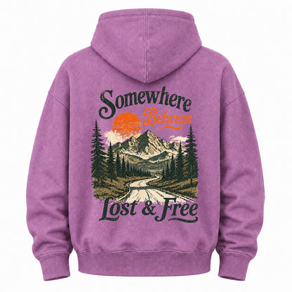Somewhere Between Lost & Free Washed Hoodie