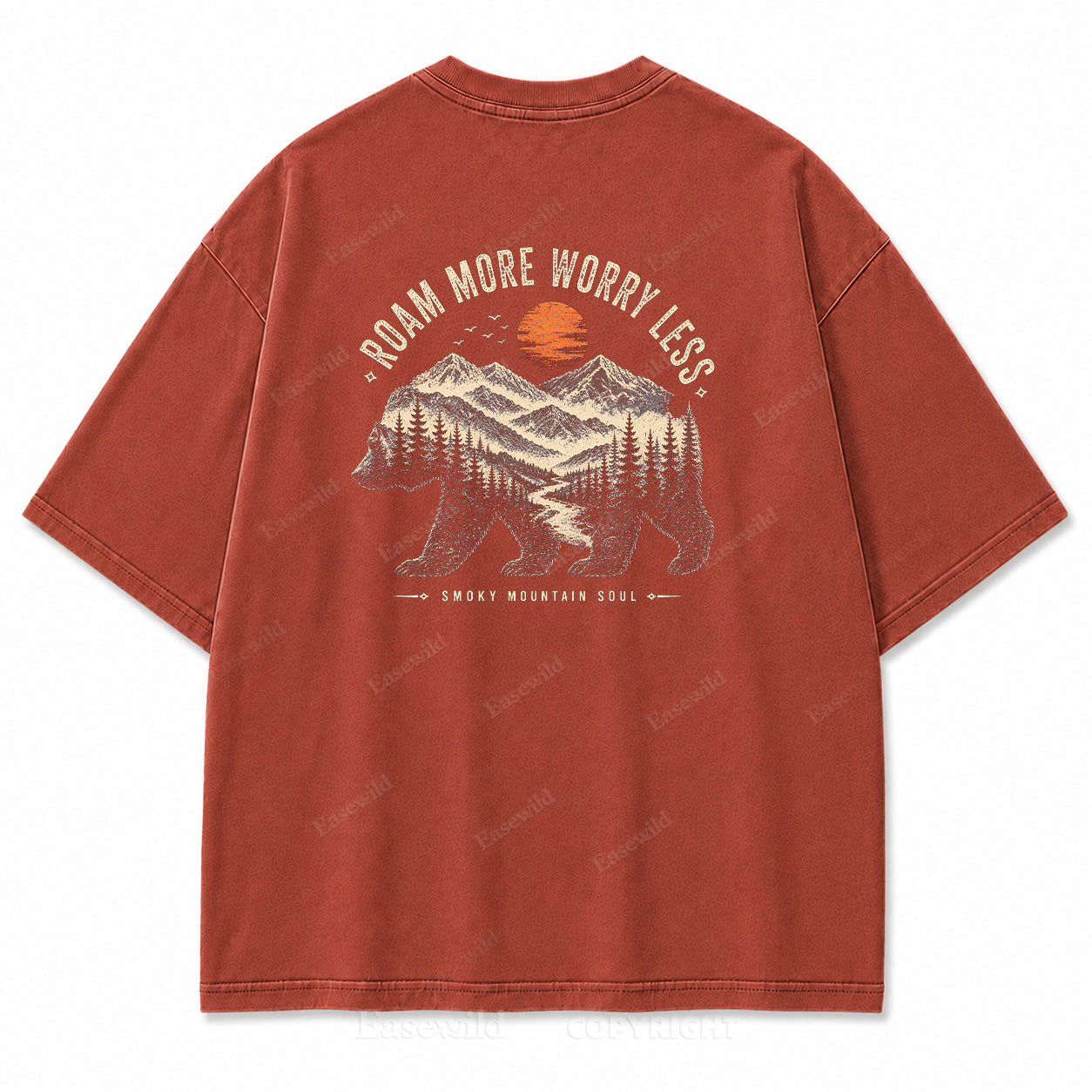 Roam More Worry Less Washed Back Print Tee