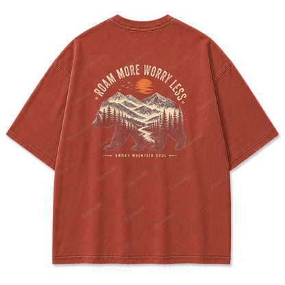 Roam More Worry Less Washed Back Print Tee