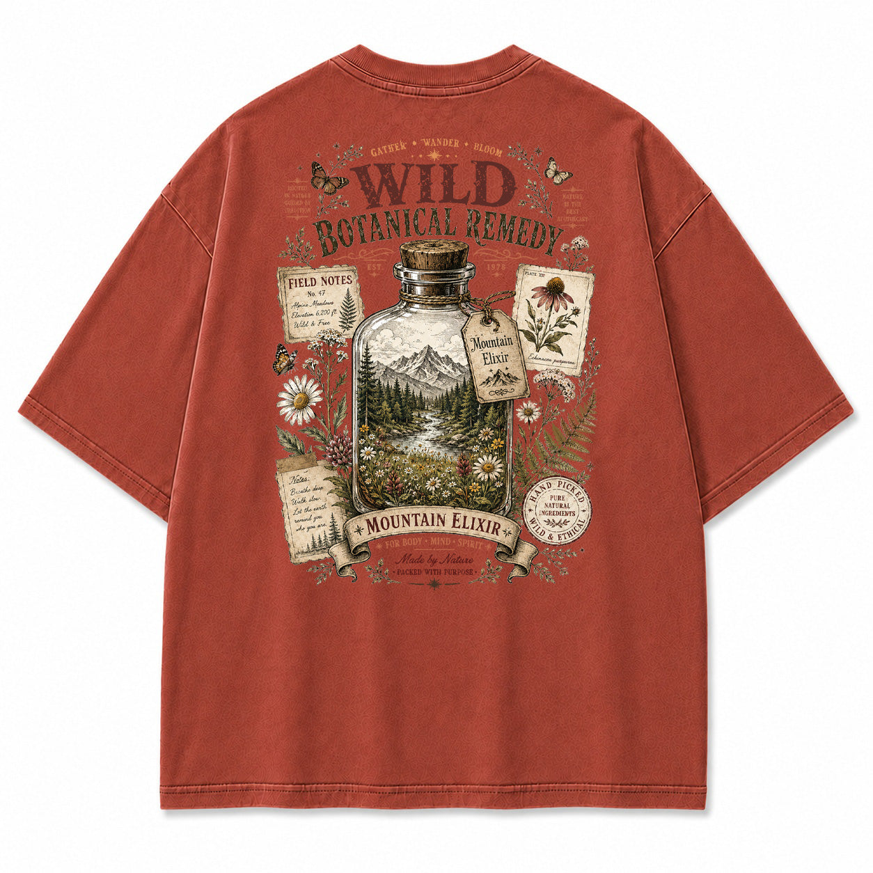 Mountain Elixir Botanical Bottle Graphic T-Shirt