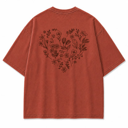 Wildflower Heart Botanical Graphic T-Shirt