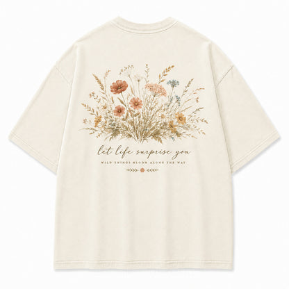 Let Life Surprise You Washed Back Print Tee