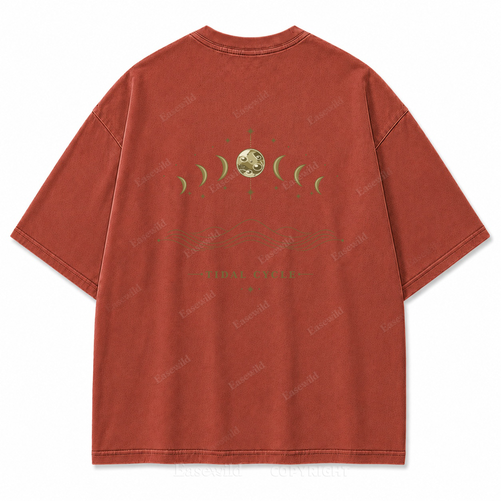 Tidal Cycle Moon Phase Washed Back Print Tee
