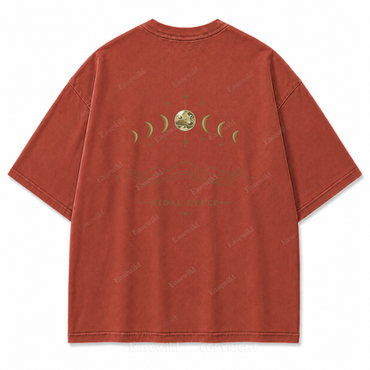 Tidal Cycle Moon Phase Washed Back Print Tee