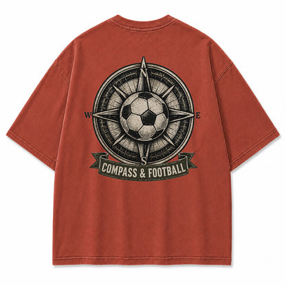 Compass & Football Vintage Graphic T-Shirt