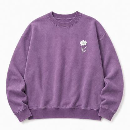 Wildblumen Sweatshirt mit Grafikdruck, gewaschen