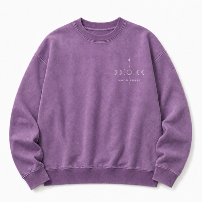 Moon Phase Celestial Washed Graphic Sweatshirt