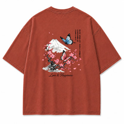 Fuji Blossom Butterfly Graphic T-Shirt