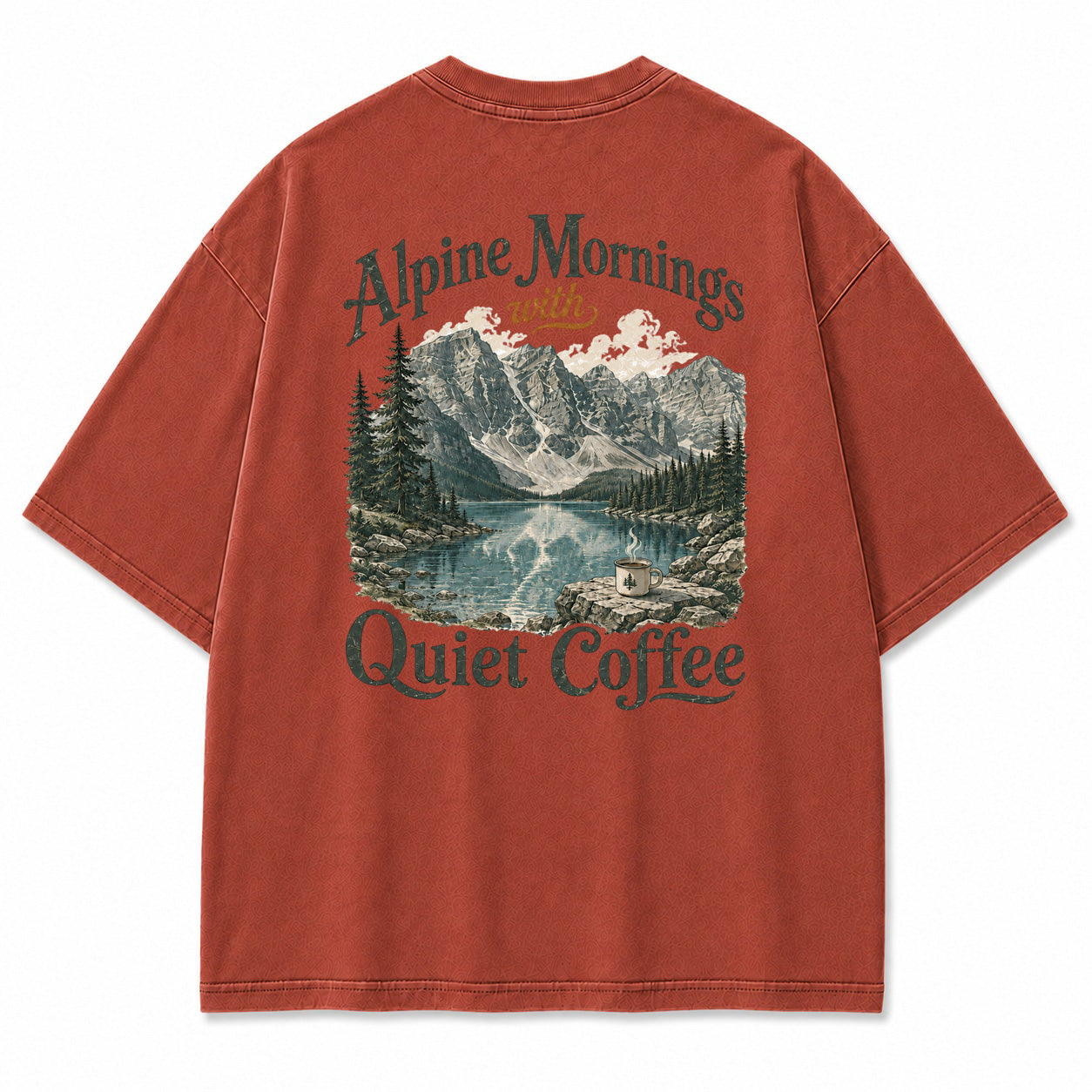 Alpine Mornings Quiet Coffee Graphic T-Shirt