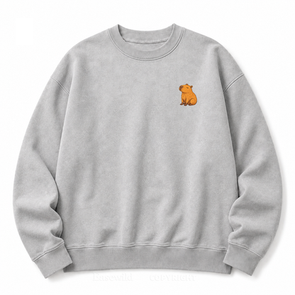 Nothing Urgent Here – Cozy Capybara Washed Sweatshirts