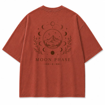 Moon Phase Mountain Graphic T-Shirt