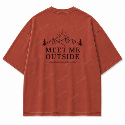 Meet Me Outside Sunrise Washed Back Print Tee