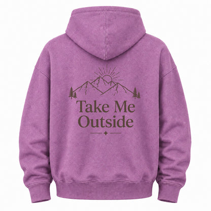Take Me Outside Graphic Washed Hoodie