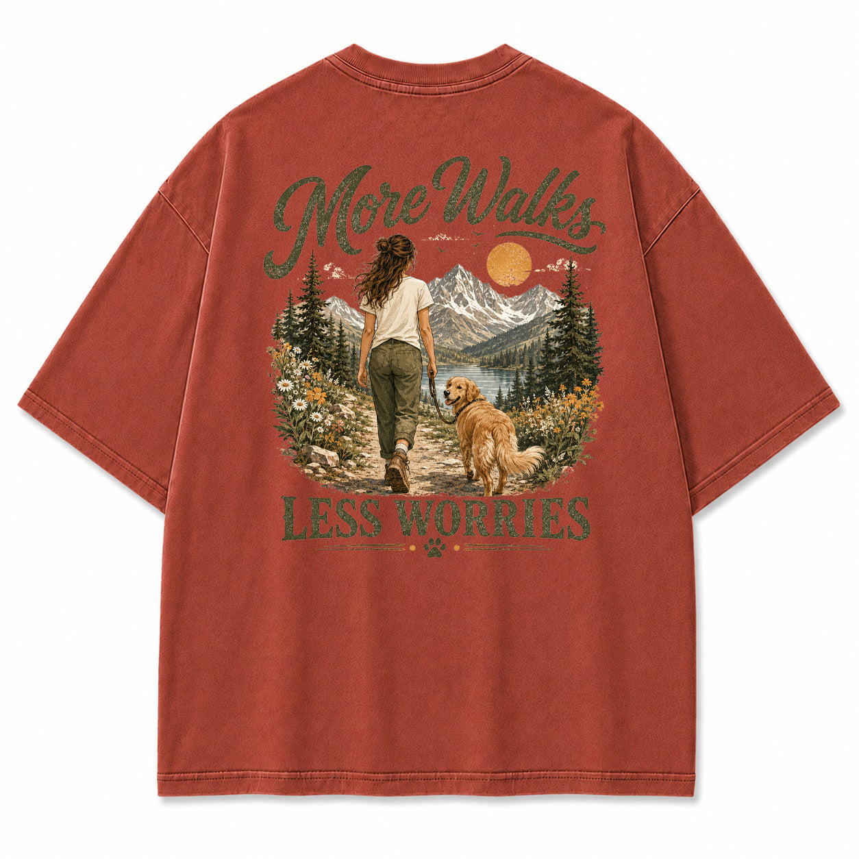 More Walks Less Worries Graphic T-Shirt