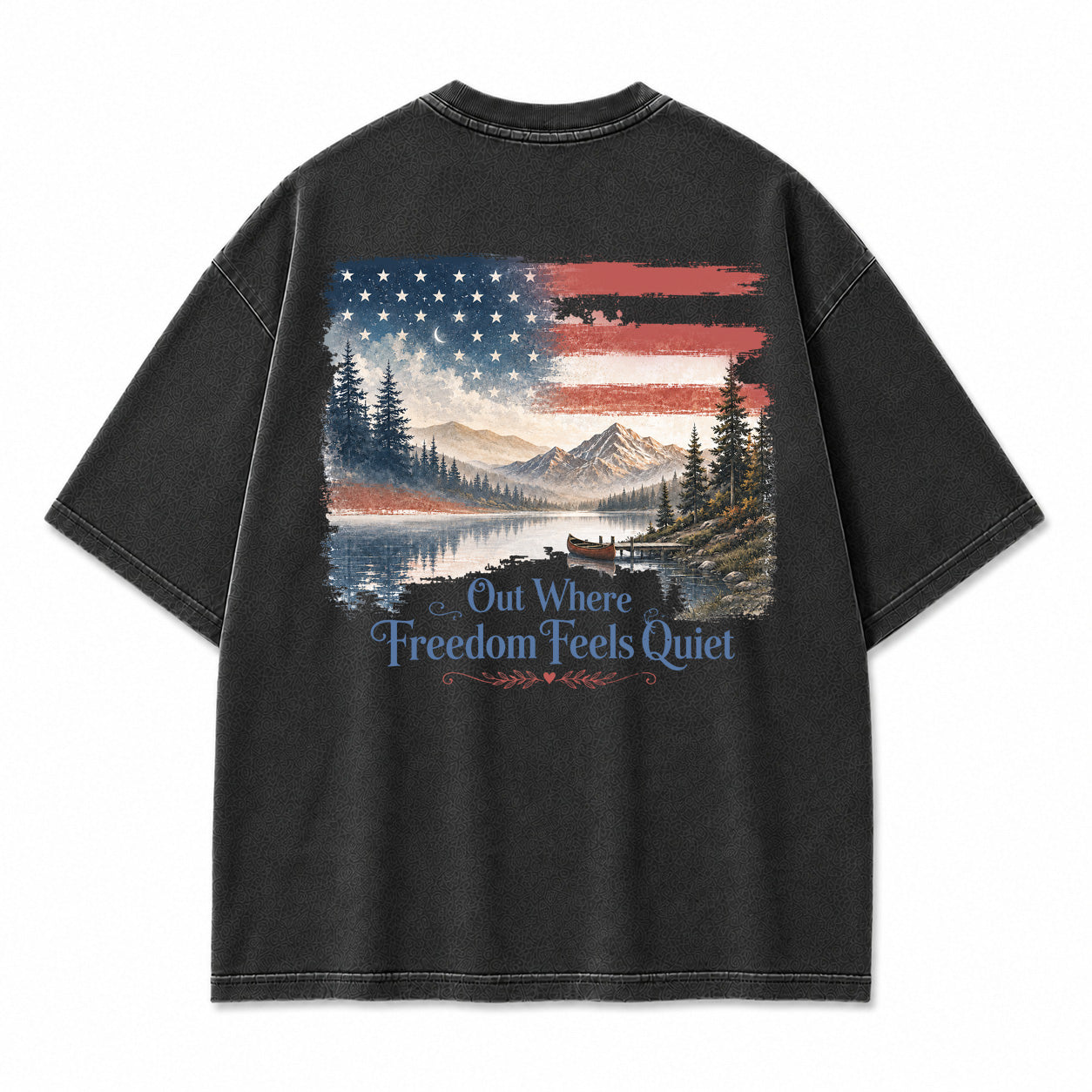 Quiet Freedom Mountain Lake Graphic T-Shirt