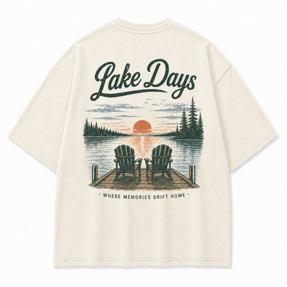 Where Lake Days Drift into Memories Outdoor Graphic Tee
